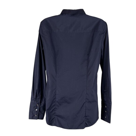 J Crew Womens S New Blue Blouse Long Sleeve Shirt Gold Stud Collar Career Preppy - Picture 2 of 15